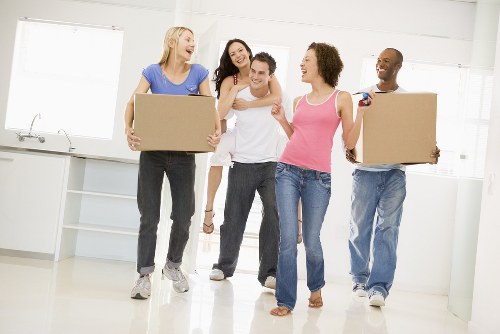 A large moving van ready to transport household items