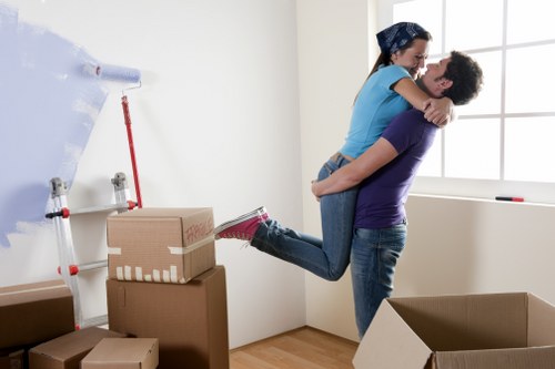 Carefully packed boxes inside a move van ensuring safe transportation